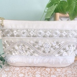 インド刺繍リボンのポーチ｜20cmファスナー｜大人かわいい布ポーチ