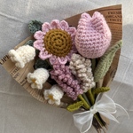 【在庫1点限り】【再販未定】ハンドメイド 淡ピンク系花束 枯れないお花 花束 毛糸 かぎ編み プレゼント インテリア ギフト ブーケ 編み物 あみぐるみ