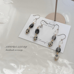 new☆天然石☆ダルメシアンピアス／イヤリング☆モノトーン/母の日