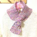 ★七海のプチマフラー ★段染めMIXお花モチーフブローチ付き