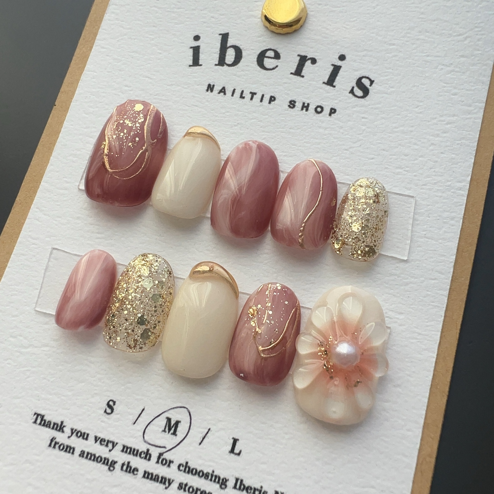 ジェルネイルチップ ニュアンスネイル ミラーネイル ぷっくりフラワー