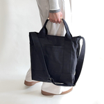 帆布のマルチトートバッグ＊栃木レザー＊2way＊クロ