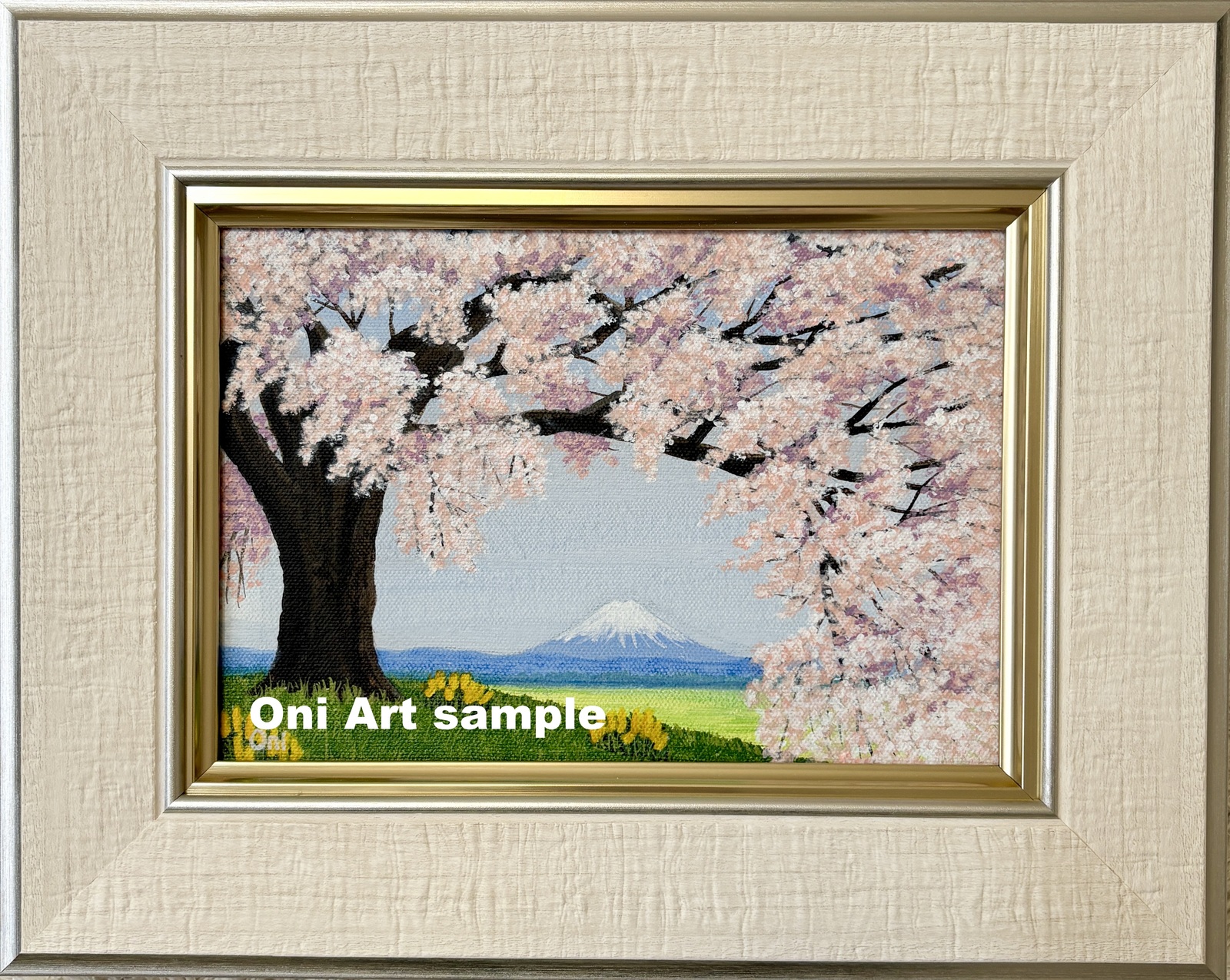 透明水彩画 水彩画 原画 「雪原の朝焼け03」額縁付き F4サイズ 風景画