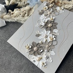 F3canvas 22㎝×27㎝ 花　グレージュ　インテリア　アートパネル　キャンバスアート　抽象画　テクスチャーアート　カラフル　配線隠し　撮影背景　