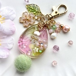 にゃんこキーホルダー(桜・クリアピンクグリーン)