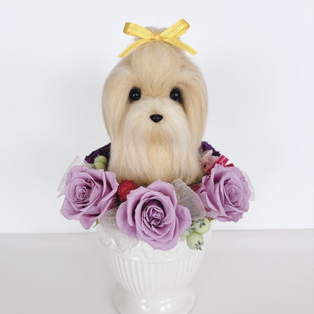 オーダーメイド可】ウェディングドッグ（リボン）♡ 羊毛フェルト