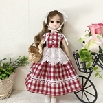 リカちゃん服　赤いギンガムチェックのワンピース