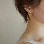 🆕ゴールド揺れる大人のボールチェーンピアス ロング ゴールド おしゃれ セレクト ネジバネイヤリング プレゼント 大ぶり