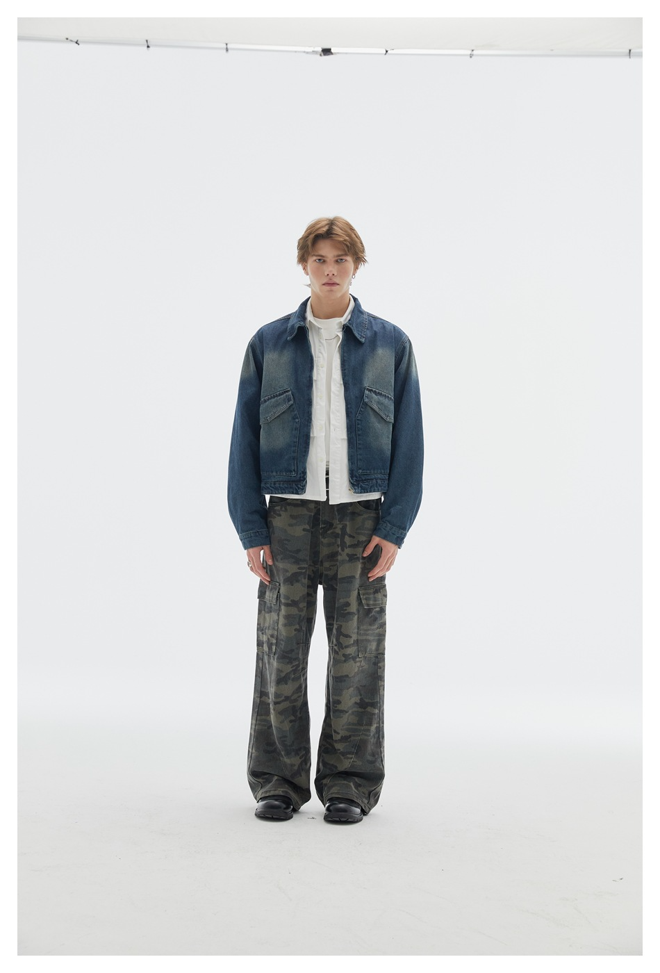 ユニセックス カモフラ ワークパンツ ウォッシュド ストレート【返品・交換可】品質最優先26-0310
