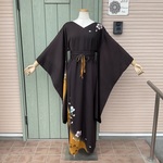 SVL268 着物リメイク　振袖風ロングドレス(帯ベルト付)