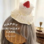 【ミニバースデーケーキハット】帽子　ハット　キッズ　七五三　3歳　ヘアクリップ   トーク帽　着物　ドレス　パール　ヘッドドレス　クリスマス　ヘアアクセサリー　誕生日　バースデー
