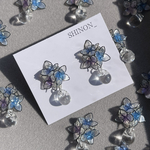 3色紫陽花と雫ꕤ.｡ピアス イヤリング