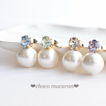 選べる4colorスワロフスキー＆大粒コットンパール＆ピアス