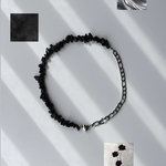 ネックレス　天然石ネックレス　チェーンネックレス　マグネット　ハート　シルバー　ブラック　黒　金属アレルギー対応　ステンレス