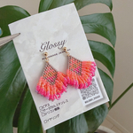【131】gradation˚✧₊fringe オルテガ柄　ピアス　イヤリング《ピンク》
