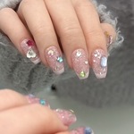 💎ピンクビジューネイル｜宝石ネイル｜きらきら｜フレンチネイル｜フラッシュラメ｜ゴテゴテ｜ジュエリーネイル｜韓国ネイルチップ｜ネイルチップ