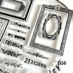送料無料【B56コラージュ素材】海外シリコンスタンプ　フレーム　英字　チケット　ジャンクジャーナル　ヴィンテージ 