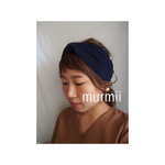 つまみリボンのヘアバンド コーデュロイ（ネイビー）