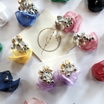 組み合わせ自由♢色とりどりシフォンフラワーとclear×silver ball♢earring or pierce 