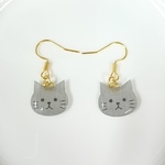 【再販…】カワイイ愛猫ピアス。グレー。