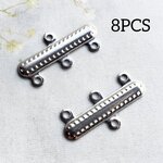8個 連バー コネクター 3連 シャンデリア 繋ぎ ステンレス 金具/シルバー（I-352） ハンドメイド 素材