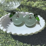 1406.再販売天然石アベンチュリンの青リンゴ🍏のピアス