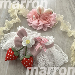 いちごスタイ＆桜うさ耳ヘッドドレス🌸犬用 髪飾り❀.*ﾟ