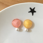 コットンパールのカラフルボタンイヤリング
