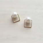 再販58❤売れ筋スクエアパールピアス