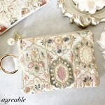 《new》🥀インド刺繍ポーチ　インド刺繍ミニポーチ　インド刺繍　インド刺繍コスメポーチ　コスメポーチ　ポーチ　パールチャーム付き
