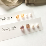 人気No.1♡天然石ひとつぶピアス/イヤリング ひとつぶパールセット アメジスト クォーツ シトリン ローズクォーツ アクアマリン お仕事にも◎ 小粒ピアス サージカルステンレス 鉱物ピアス