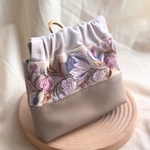 ✴︎特別価格✴︎lien multi poche｜バネ口マルチポーチ｜バッグにつけられる｜ティッシュ＆ゴミ入れ｜刺繍リボン｜名入れ可｜内布モリス ｜母の日｜No.001