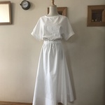 イタリア製コットンタイプライター（白）ドルマンスリーブワンピース