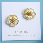 yellow手刺繍nuance flower シルク糸（ピアス/イヤリング）