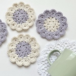 cotton*カフェコースター (lavender×milk 2枚1セット)