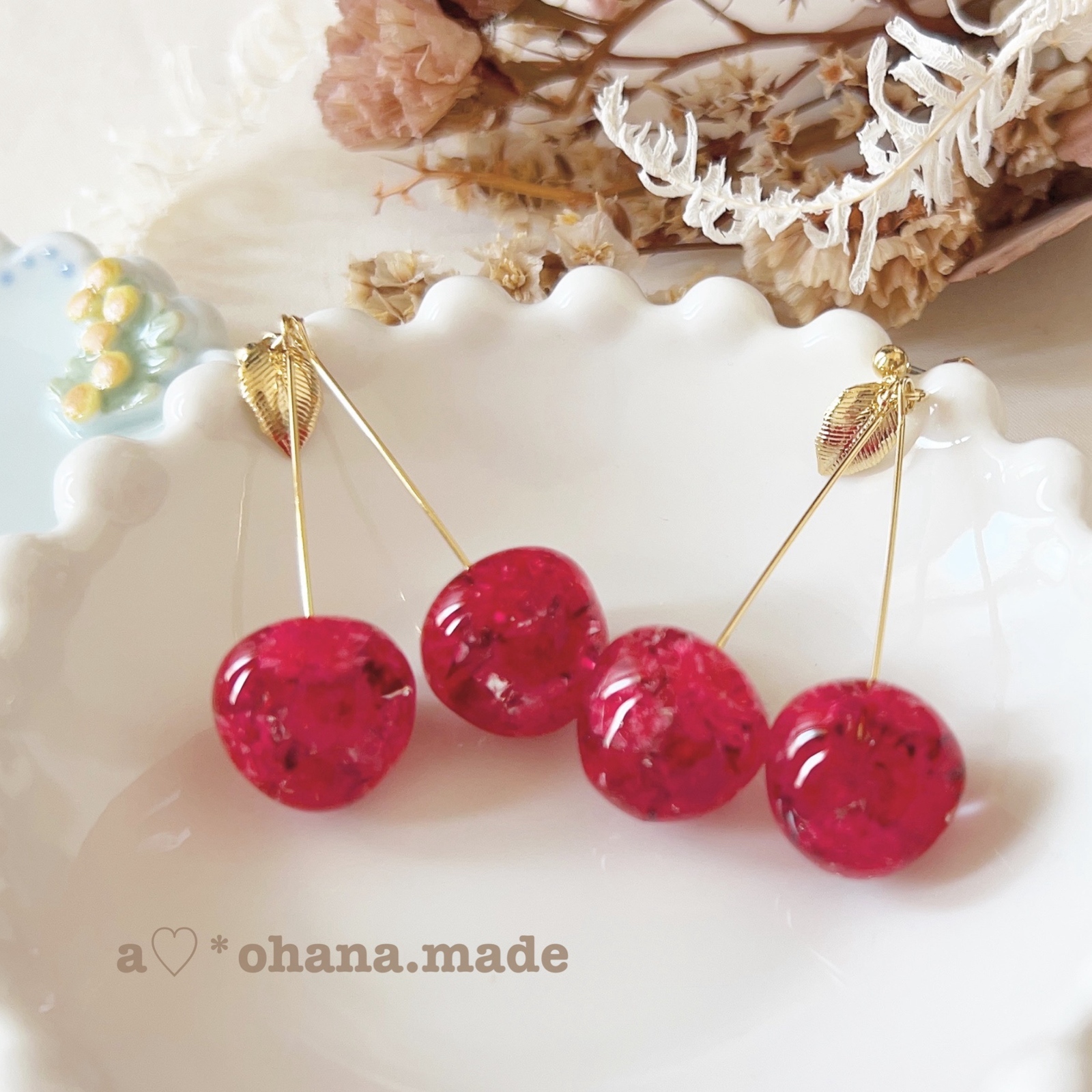 ♡あじさいとファルファーレビーズの2wayピアス♡ - a-ohana