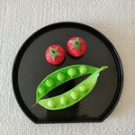 スナップエンドウ　プチトマト　置き物　ちりめん細工　　