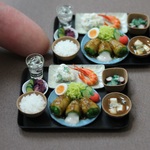 ミニチュア　チーズ肉巻きピーマン定食　和食