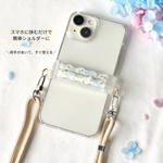 【挟むだけ】スマホクリップ 紫陽花 押し花 スマホショルダー 透明感 花柄 iPhone/Android対応 