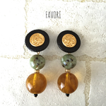 vintage レトロボタン ピアス