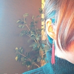 シンプル✳タッセルピアス　ボルドー