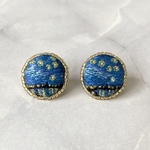 ゴッホ「ローヌ川の星月夜」の手刺繍ピアス/イヤリング