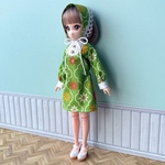 22cmドール服　レトロワンピース2点セット