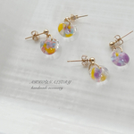 ☆new color追加//teardropガラスビーズピアス／イヤリング／初夏／青／ブルー／浴衣／夏祭り/ガラス/シンプル/春/minne_new/母の日