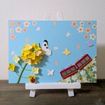 春の季節飾りD 菜の花 ディスプレイスタンド 置物 フェルト ちりめん