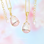 シマエナガとさくら(花霞) ドロップ｜四季宝石のネックレス