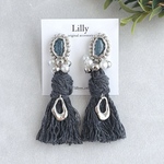大ぶりピアス/タッセル/シルバー/ビーズ刺繍/パール/揺れる/ロングピアス イヤリング