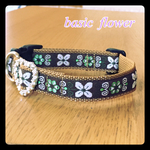 復活っ‼︎ワンちゃんの首輪 flower basic ＝ブラウン＝