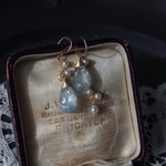 a.【 Cendrillon - サンドリヨン - 】Aquamarine & Tiny Pearls ピアス/イヤリング｜シンデレラアクアマリン 天然石 14kgf 3月誕生石