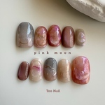 pink moon🌕 夜空 月 ピンク ニュアンス ネイルチップ